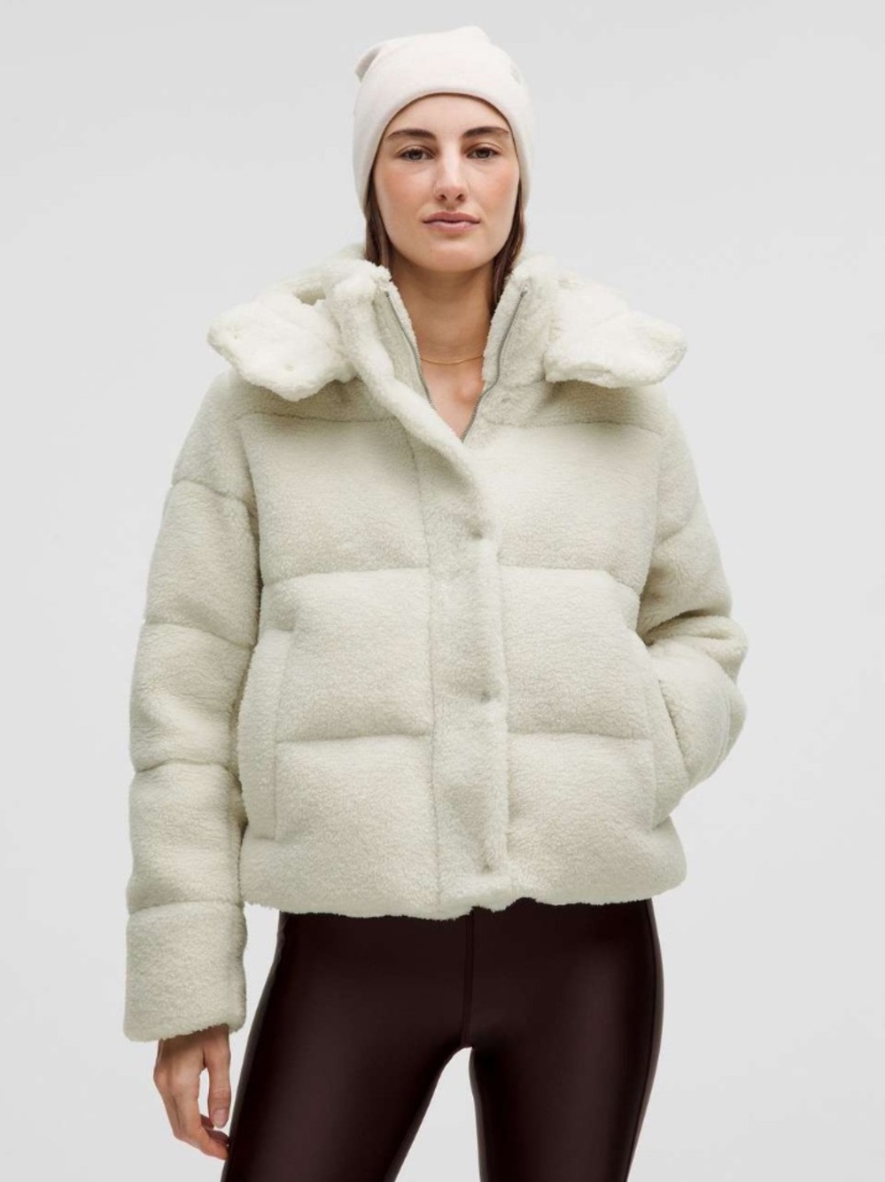 Lululemon Wunder Puff Cropped Jacket *Textured Fleece Bone 2